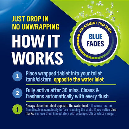 2 in 1 Stortbak Tabs WC Reiniger Ontkalker – Blauw Water 40 stuks